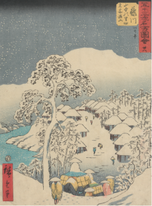 Utagawa Hiroshige, Fujikawa: Fjelllandsby, 1885 Vises i Japanomania i Norden som åpner 17.juni 2016.